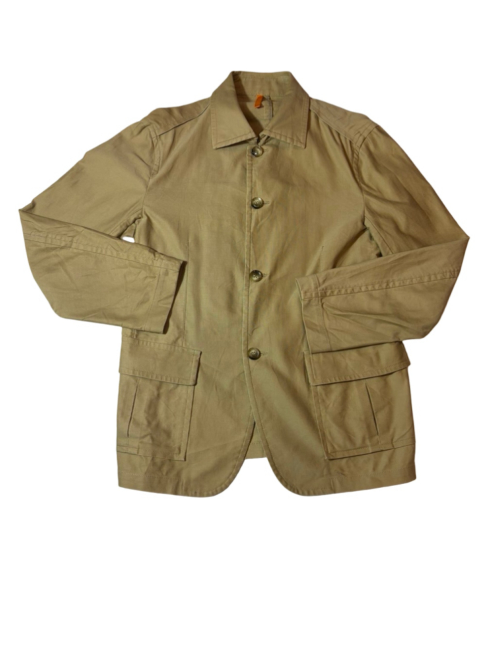 E.Z by Zegna Men’s M Tan Cotton Stretch Unstructured Safari Field Jacket Blazer